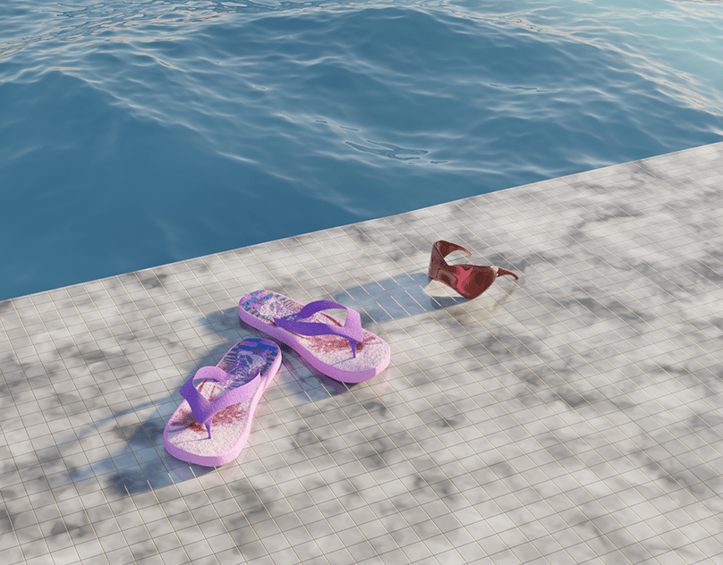 Sunglasses and flip flops by the poolside cover